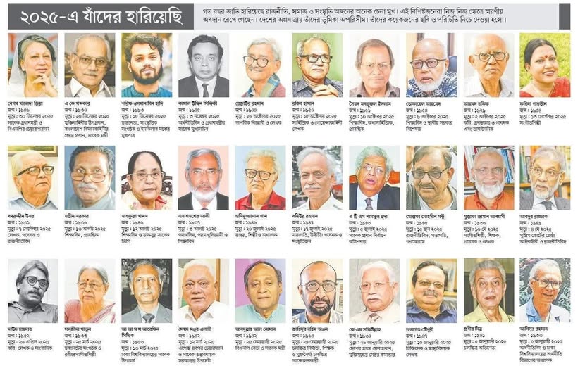 ২০২৫ সালে যাঁদের হারিয়েছি