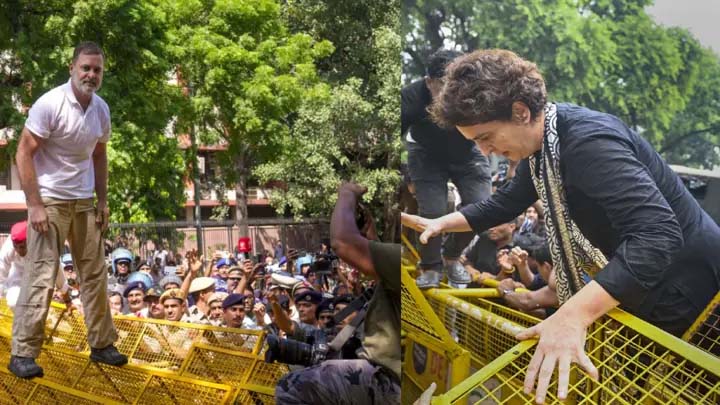 বিক্ষোভে উত্তাল দিল্লি, পুলিশের ব্যারিকেড ভাঙলেন রাহুল ও প্রিয়াঙ্কা